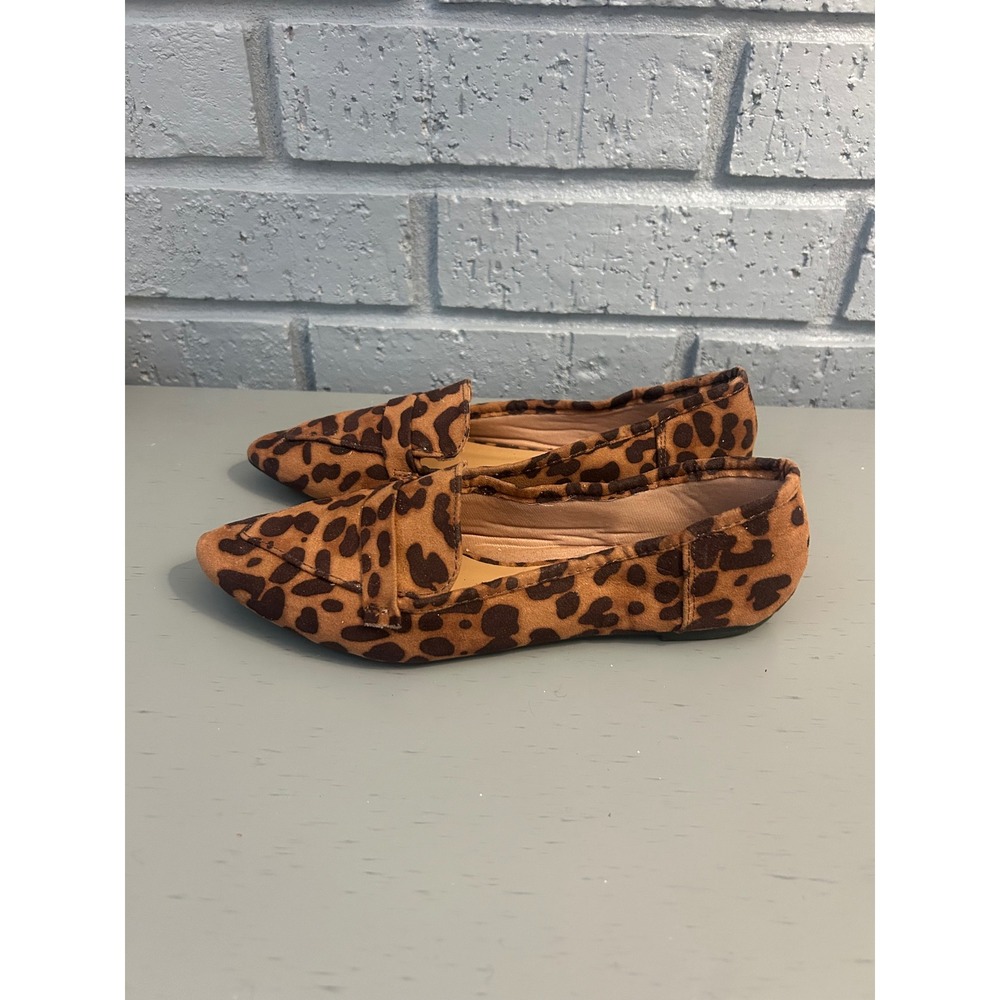 Bamboo Brown Leopard Pointed Toe Loafers Women Size 6 BLOG-31S Animal Print